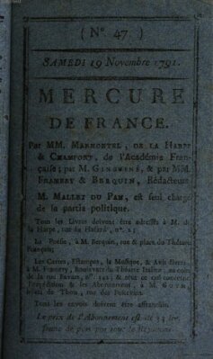 Mercure de France Samstag 19. November 1791