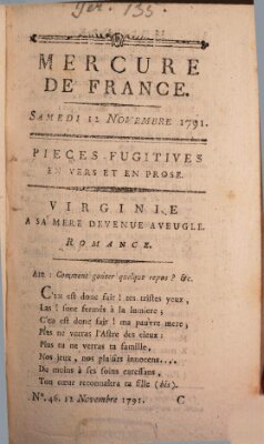 Mercure de France Samstag 12. November 1791