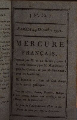 Mercure de France Samstag 24. Dezember 1791