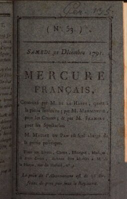 Mercure de France Samstag 31. Dezember 1791