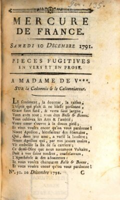 Mercure de France Samstag 10. Dezember 1791