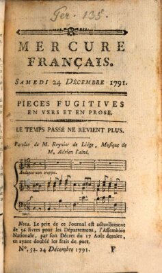 Mercure de France Samstag 24. Dezember 1791