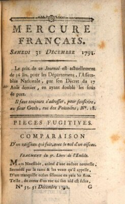 Mercure de France Samstag 31. Dezember 1791