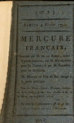 Mercure de France Samstag 4. Februar 1792