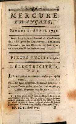 Mercure de France Samstag 21. April 1792