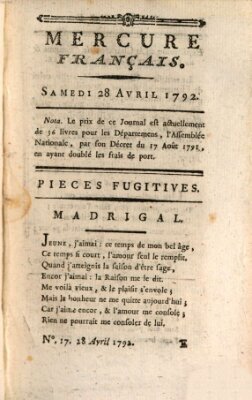 Mercure de France Samstag 28. April 1792