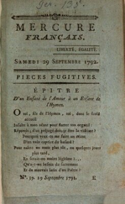 Mercure de France Samstag 29. September 1792