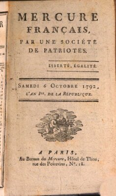 Mercure de France Samstag 6. Oktober 1792