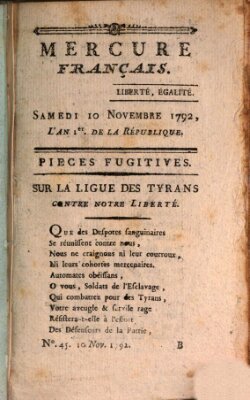 Mercure de France Samstag 10. November 1792