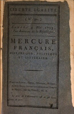 Mercure de France Samstag 4. Mai 1793