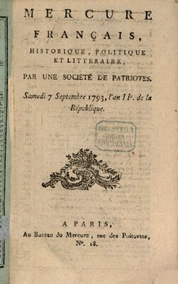 Mercure de France Samstag 7. September 1793