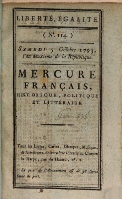 Mercure de France Samstag 5. Oktober 1793