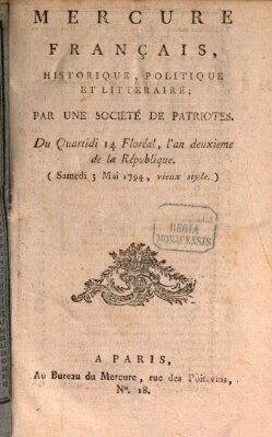 Mercure de France Samstag 3. Mai 1794