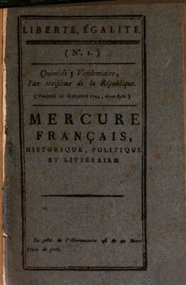 Mercure de France Freitag 26. September 1794