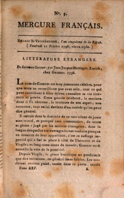 Mercure de France Freitag 21. Oktober 1796