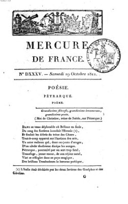 Mercure de France Samstag 19. Oktober 1811