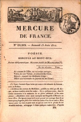 Mercure de France Samstag 13. Juni 1812