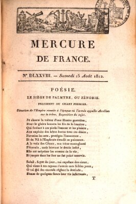 Mercure de France Samstag 15. August 1812