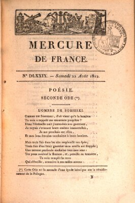 Mercure de France Samstag 22. August 1812