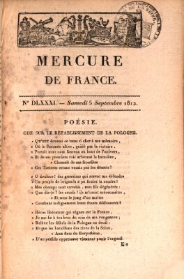 Mercure de France Samstag 5. September 1812