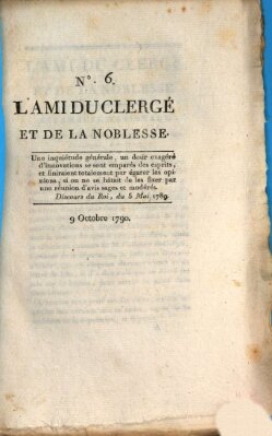 Le défenseur des opprimés Samstag 9. Oktober 1790