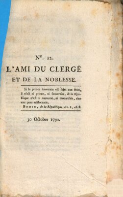 Le défenseur des opprimés Samstag 30. Oktober 1790