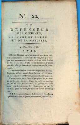 Le défenseur des opprimés Samstag 4. Dezember 1790