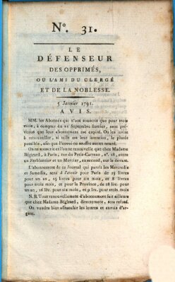 Le défenseur des opprimés Mittwoch 5. Januar 1791