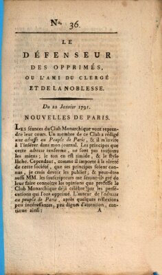 Le défenseur des opprimés Samstag 22. Januar 1791