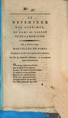 Le défenseur des opprimés Samstag 5. Februar 1791