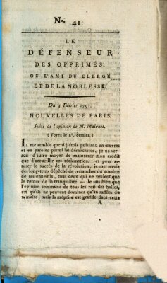 Le défenseur des opprimés Mittwoch 9. Februar 1791