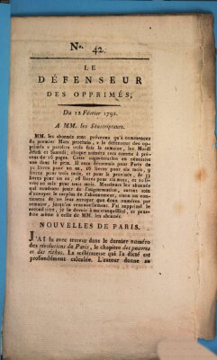 Le défenseur des opprimés Samstag 12. Februar 1791