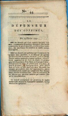 Le défenseur des opprimés Samstag 19. Februar 1791