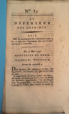 Le défenseur des opprimés Dienstag 15. März 1791