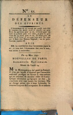 Le défenseur des opprimés Samstag 19. März 1791