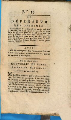 Le défenseur des opprimés Dienstag 29. März 1791