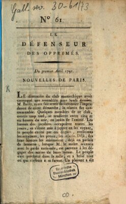 Le défenseur des opprimés Freitag 1. April 1791