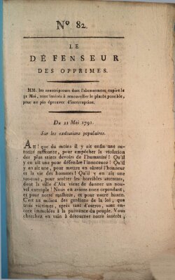 Le défenseur des opprimés Samstag 21. Mai 1791