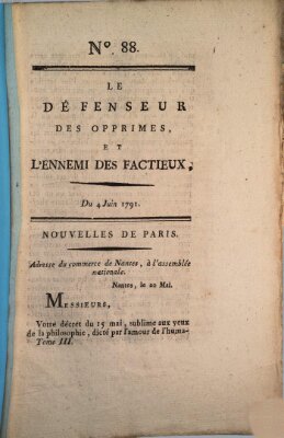 Le défenseur des opprimés Samstag 4. Juni 1791