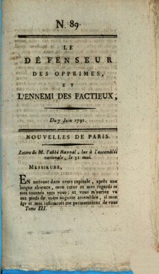 Le défenseur des opprimés Dienstag 7. Juni 1791