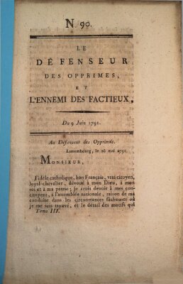 Le défenseur des opprimés Donnerstag 9. Juni 1791