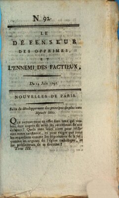 Le défenseur des opprimés Dienstag 14. Juni 1791