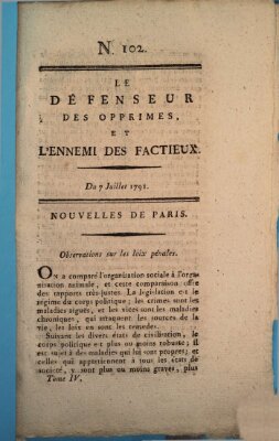 Le défenseur des opprimés Donnerstag 7. Juli 1791