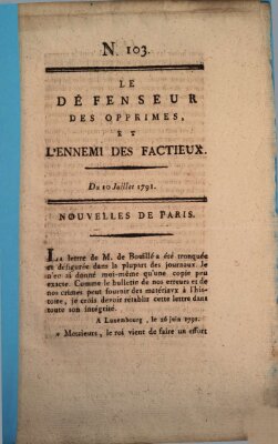 Le défenseur des opprimés Sonntag 10. Juli 1791