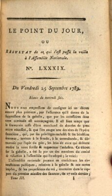 Le point du jour ou Résultat de ce qui s'est passé la veille à l'Assemblée Nationale Freitag 25. September 1789