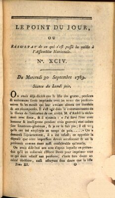 Le point du jour ou Résultat de ce qui s'est passé la veille à l'Assemblée Nationale Mittwoch 30. September 1789