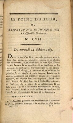 Le point du jour ou Résultat de ce qui s'est passé la veille à l'Assemblée Nationale Mittwoch 14. Oktober 1789