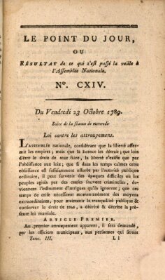 Le point du jour ou Résultat de ce qui s'est passé la veille à l'Assemblée Nationale Freitag 23. Oktober 1789