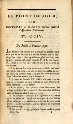 Le point du jour ou Résultat de ce qui s'est passé la veille à l'Assemblée Nationale Donnerstag 4. Februar 1790