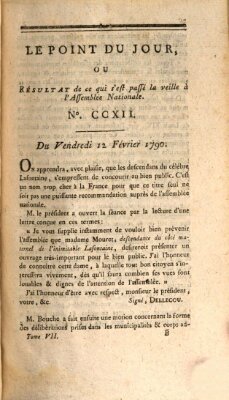 Le point du jour ou Résultat de ce qui s'est passé la veille à l'Assemblée Nationale Freitag 12. Februar 1790